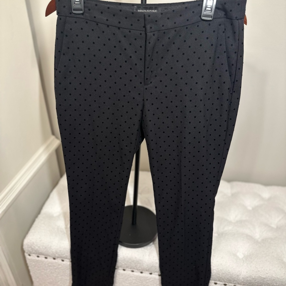 Banana Republic Women’s Black Velvet Polka Dot Dress Pants